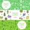 Vegan Banner Flyer Horizontal Set. Vector