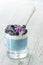 Vegan Blue Chia Pudding with Coconut Cream and Berries