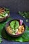 Vegan bowl with avocado and silky tofu