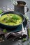 Vegan broccoli soup as hot and fresh appetizer