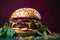 Vegan burger gourmet photography.