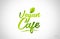 vegan cafe green leaf word on white background