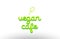 vegan cafe word concept with green leaf logo icon company design