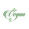 Vegan calligraphy logo with green leaves for organic Vegetarian friendly diet- Universal vegetarian symbol