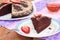 Vegan chocolate cake with almonds and strawberry. Lenten dish