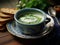 Vegan cream soup of spinach, leeks, courgettes and milk