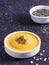 Vegan creamy cheddar cheese sauce with chia seeds