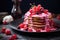 Vegan dessert serving pink beet pancakes