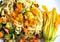 Vegan dish : squash blossom pasta