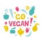 Vegan food modern illustrations collection
