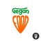 Vegan food text logo. Carrot shape words idea.