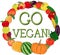 Vegan fresh vegetables and fruits vector frame