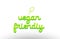 vegan friendly word concept with green leaf logo icon company de