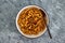 Vegan garlic oil and chilli pasta, healthy plant-based food