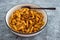 Vegan garlic oil and chilli pasta, healthy plant-based food
