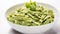 Vegan Gluten Free Creamy Spinach Pasta. Mushroom and Spinach Pasta in Bowl, Vegan Food AI Generative