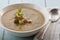 Vegan gnocchi casserole on wooden background