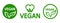 Vegan green bio button icons set â€“ vector