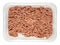 Vegan ground meat, based on pea protein, in a plastic tray