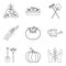 Vegan herbivore icons set, outline style