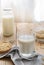 Vegan homemade barley milk with ingredients