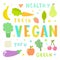Vegan illustration. Vegetables and fruits