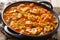 Vegan Indian Mushroom Curry with Spinach, Tomatoes and Chickpeas closeup. horizontal