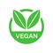 Vegan label badge vector icon in flat style. Vegetarian stamp il