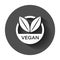 Vegan label badge vector icon in flat style. Vegetarian stamp il