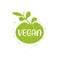 Vegan logo, vegan icon with green leaves, Organic goods,  Natural bio products, Eco friendly goods symbol for packaging
