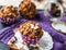 Vegan muffins with oat flakes with raisins and nuts