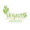 Vegan Natural Food Green Logo Design Calligraphic Template Promoting Healthy Lifestyle And Eco Products