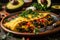 a vegan omelet with fresh veggies and herbs