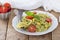 Vegan pasta with avocado sauce