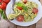 Vegan pasta with avocado sauce