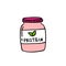 Vegan protein powder, sport food nutrition doodle icon