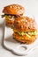 Vegan pumpkin burger with guacamole