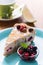 Vegan raw cheesecake with berries and lemon