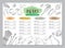 Vegan restaurant menu template - A4 card vegetables drawings