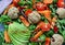 Vegan salad: avocado, sweet potato, lentil cutlets
