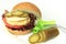 Vegan sea burger isolated on white