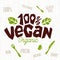 Vegan shop cafe logo fresh organic, hundred percent vegan vegetarian sign knife fork design element for stickers, product labels.