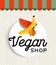 Vegan shop design with orange and banana fruit