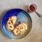 Vegan smashed chickpea salad on sourdough toast with harissa drizzle