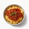 Vegan spaghetti bolognese on a transparent background. AI