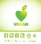 Vegan text logo icon set