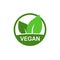 Vegan vector icon, bio eco sign, natural nutrition vegetarian concept, raw food. Flat design sticker isolated on white