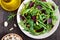 Vegan vegetable vitamin salad from beets, arugula and pistachios
