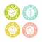 Vegan, vegetarian, raw, smoothie menu badges.