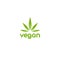 Vegan, veggie product label. Green leaves veggie icon. Healthy, eco, organic, vegetal, raw food logo